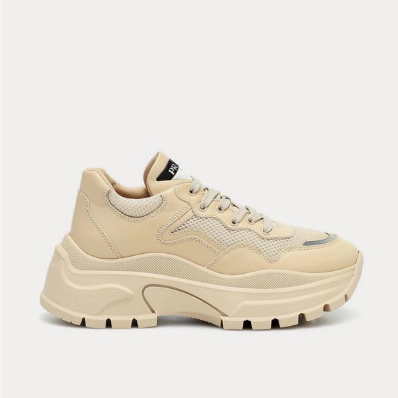 Prada - Centaurus Leather Beige Low Top Sneakers - Picture 2 of 5